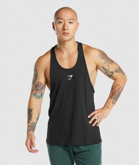 Men's Gymshark Critical 2.0 Stringer Tanks Black | NZ 8MJFIG